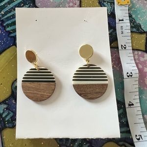 Gold, Wood & Acrylic Earrings
